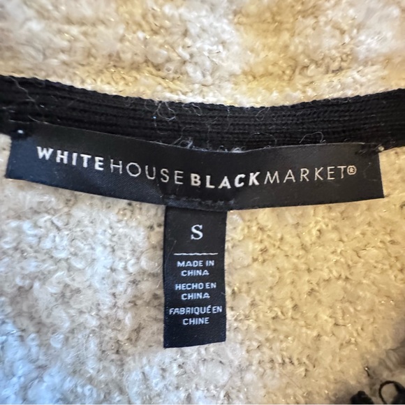 White House Black Market Off White Black & Pearl Embellishments Trim Blazer - Picture 6 of 7